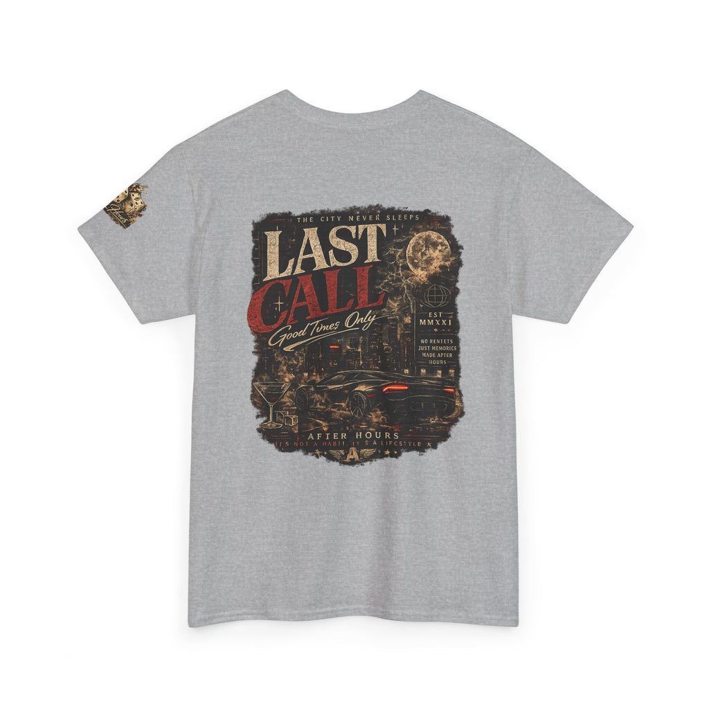 Last Call Graphic Tee — Vintage Bar Nightlife T‑Shirt