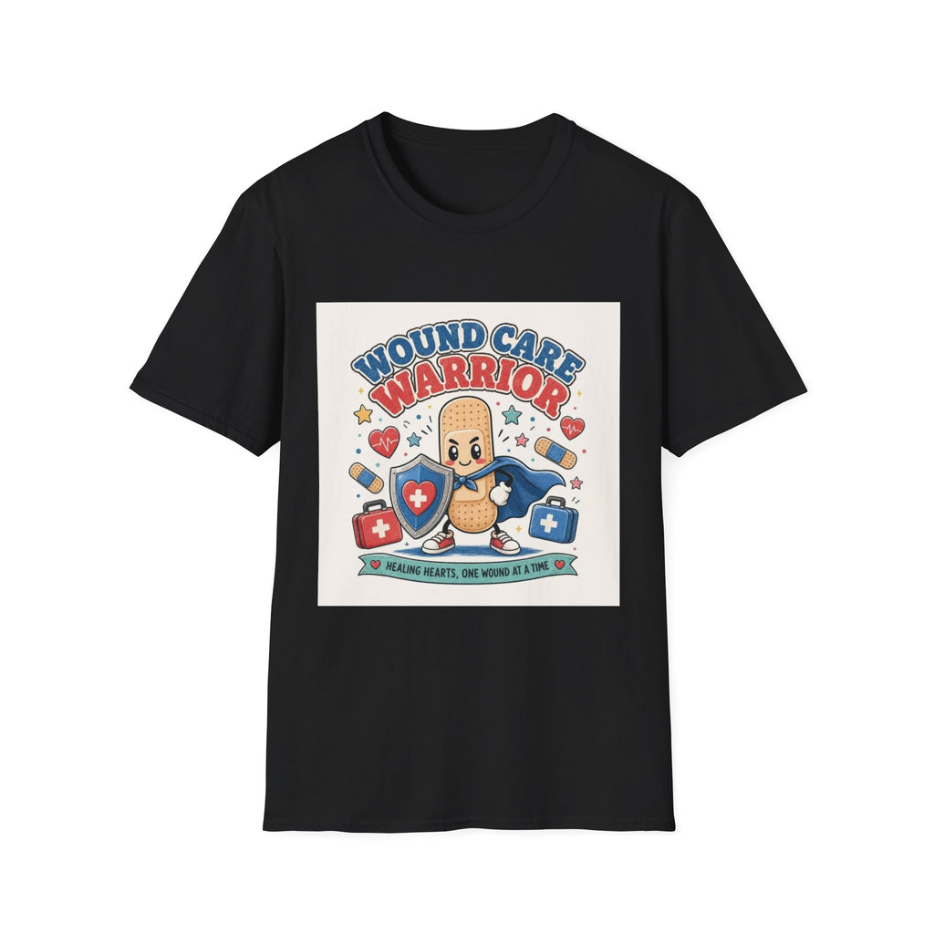 Wound Care Warrior T-Shirt Design Featuring Playful Bandage Character- Graphic Tees