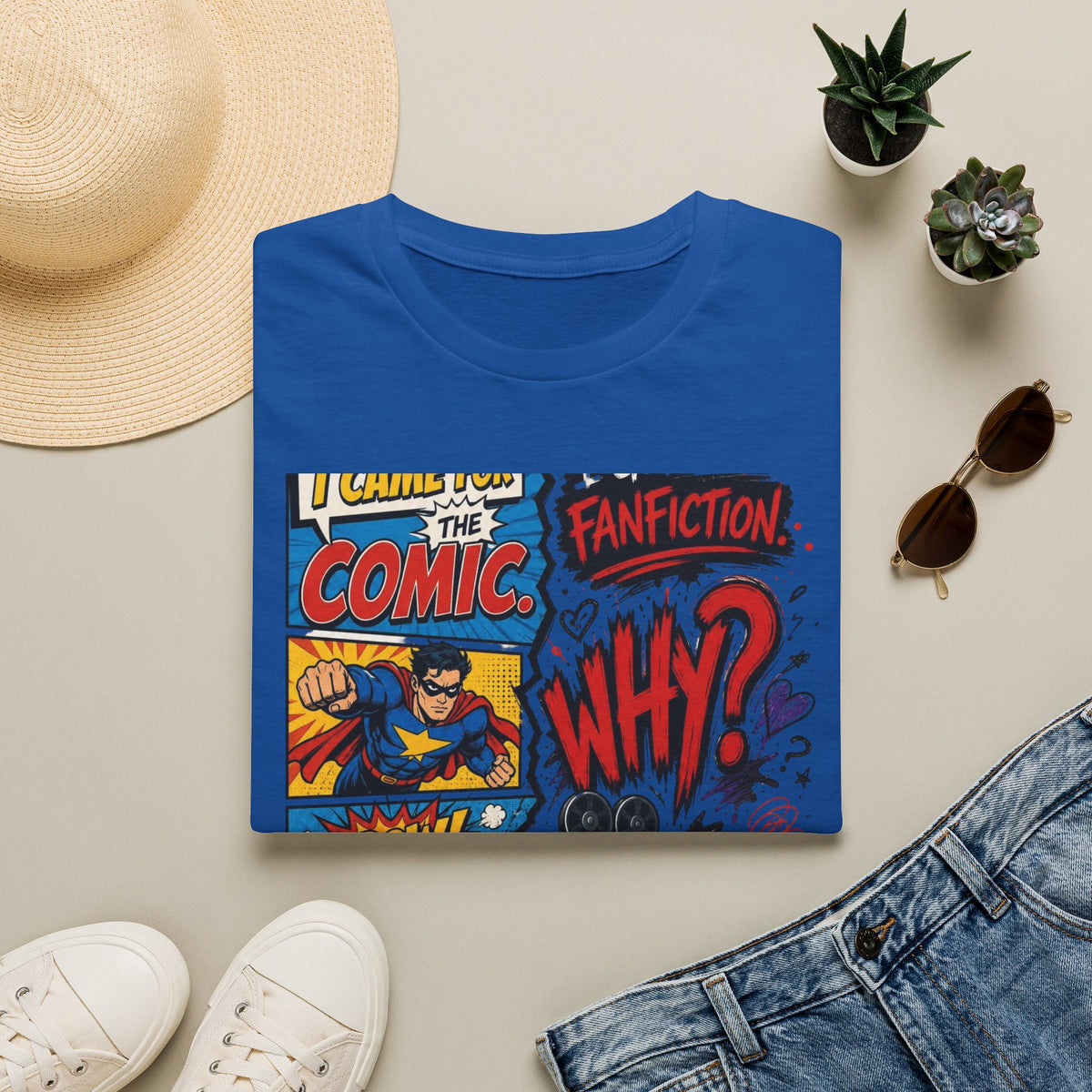 Split T Shirt Design Featuring Comic Panels And Fanfiction Elements