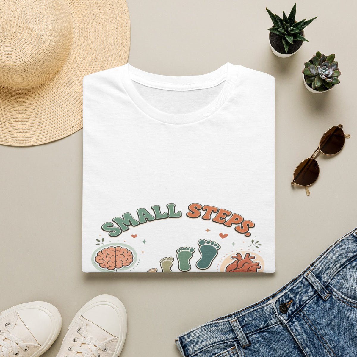 Typography Design Showcasing Small Steps Leading To Growth- Graphic Tees