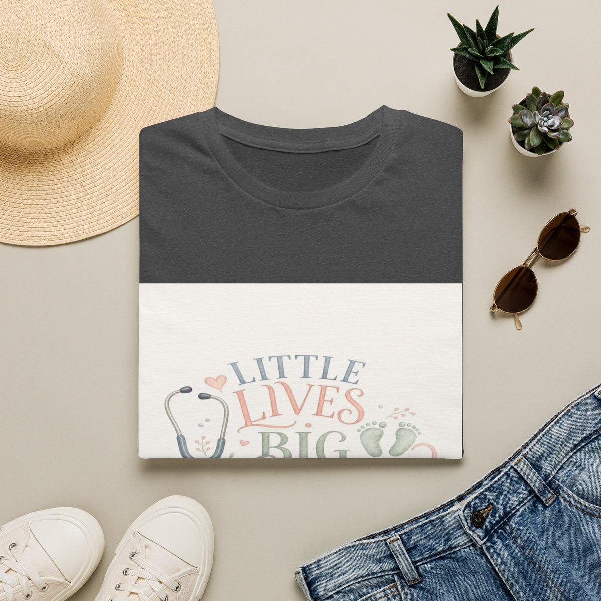 Little Lives Big Love NICU Design With Elegant Typography- Graphic Tees