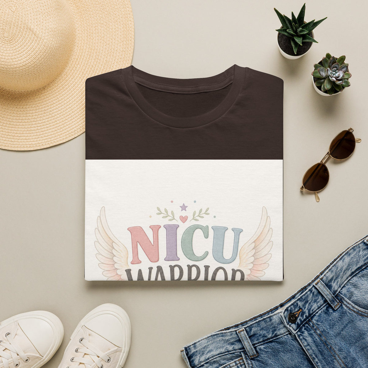 NICU Warrior Design With Baby Footprint And Angel Wings