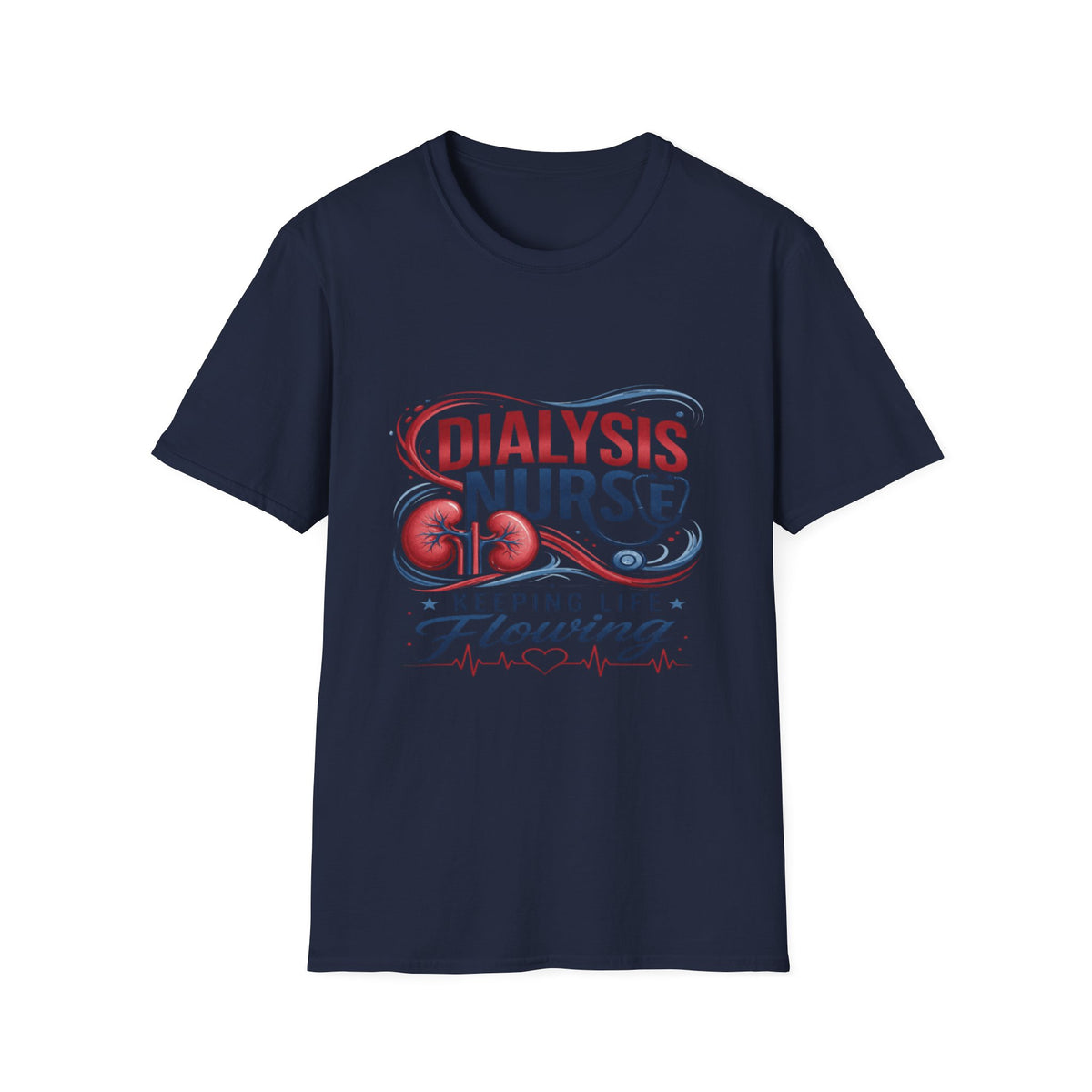 Creative T-Shirt Design Celebrating Dialysis Nurses With Flowing Elements- Graphic Tees