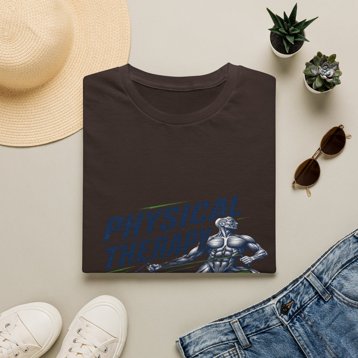 Bold Typography Design With Muscular Figure and Dynamic Lines- Graphic Tees