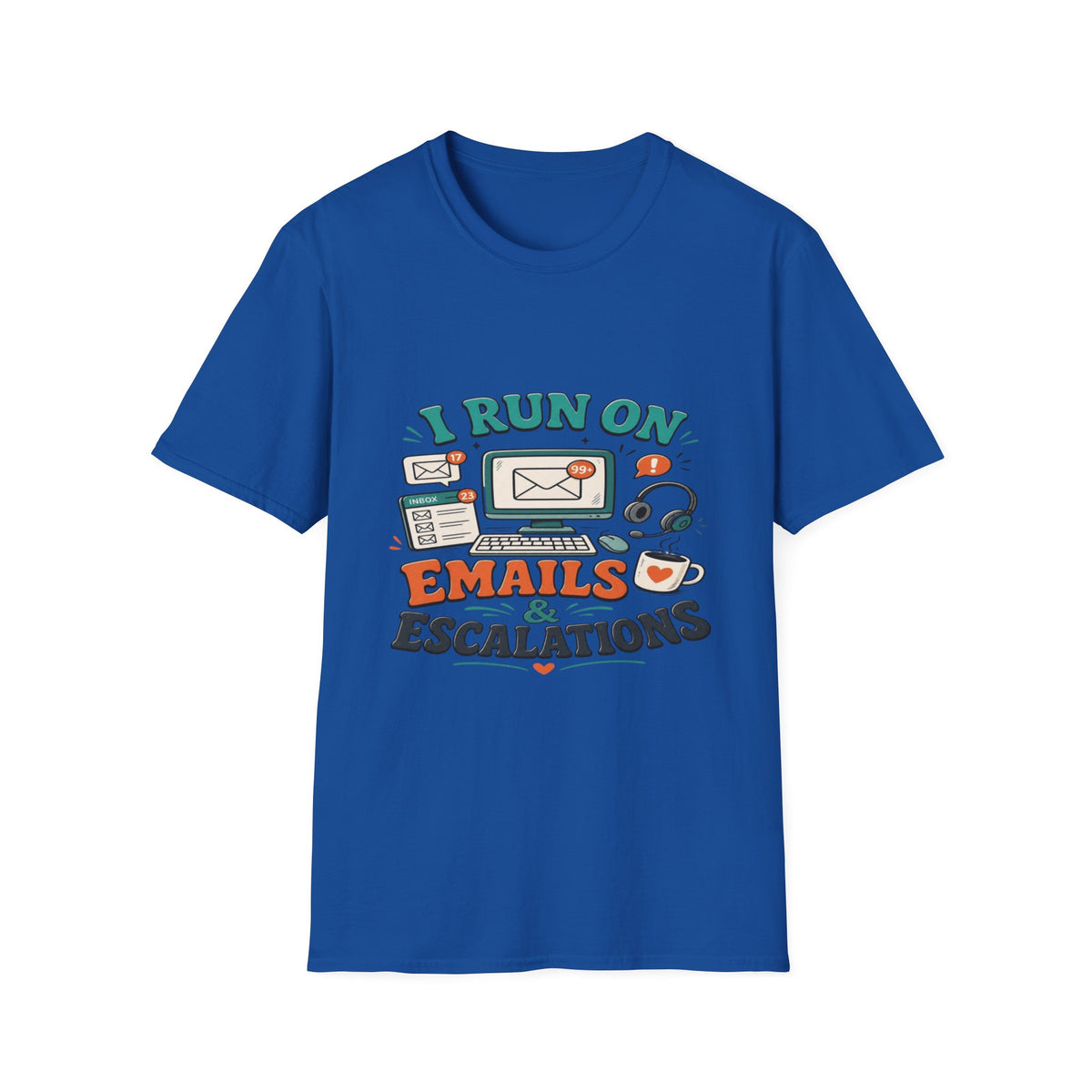 Bold T-Shirt Design With Playful Email And Coffee Illustrations- Graphic Tees