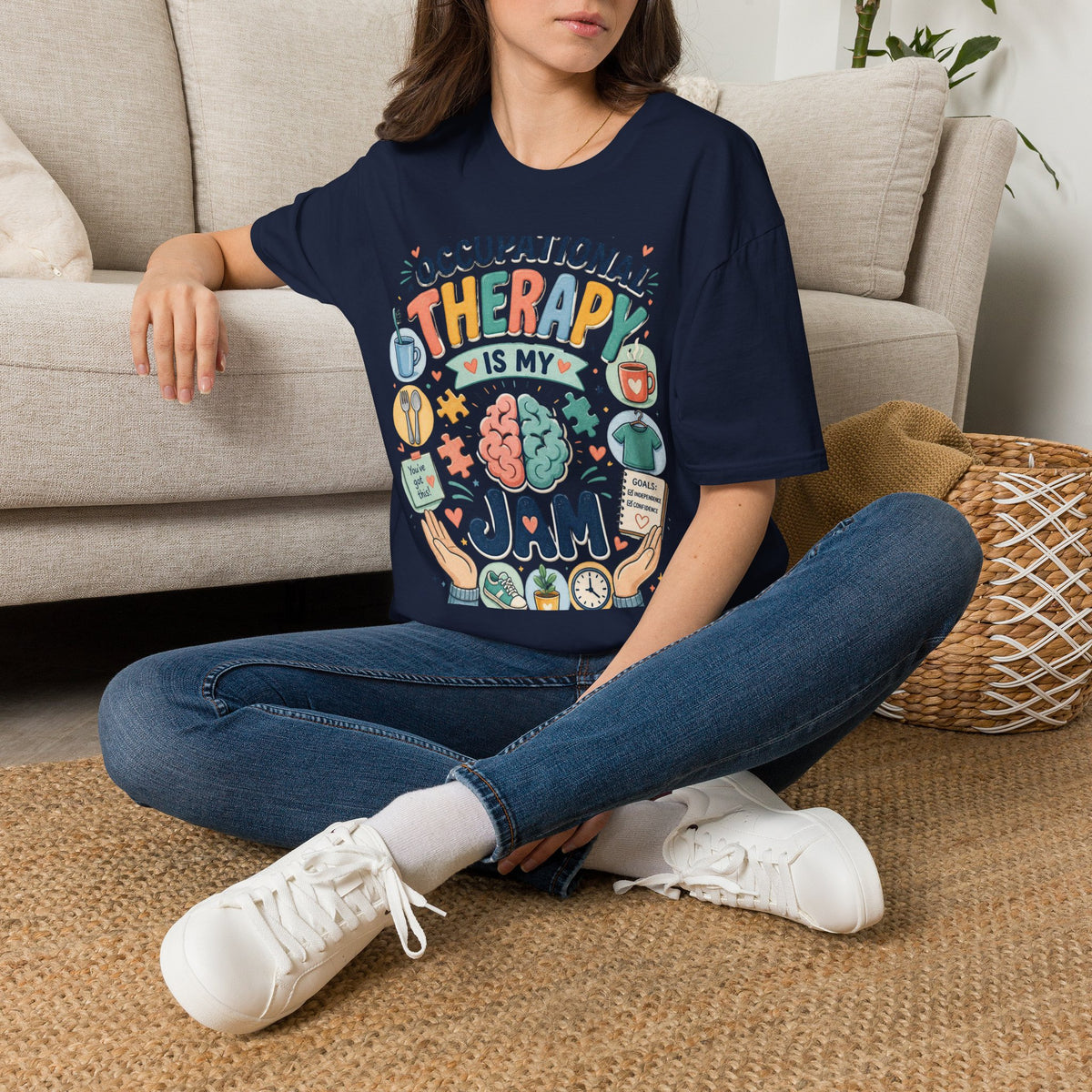 Playful T Shirt Design Celebrating Occupational Therapy Vibrantly Illustrated