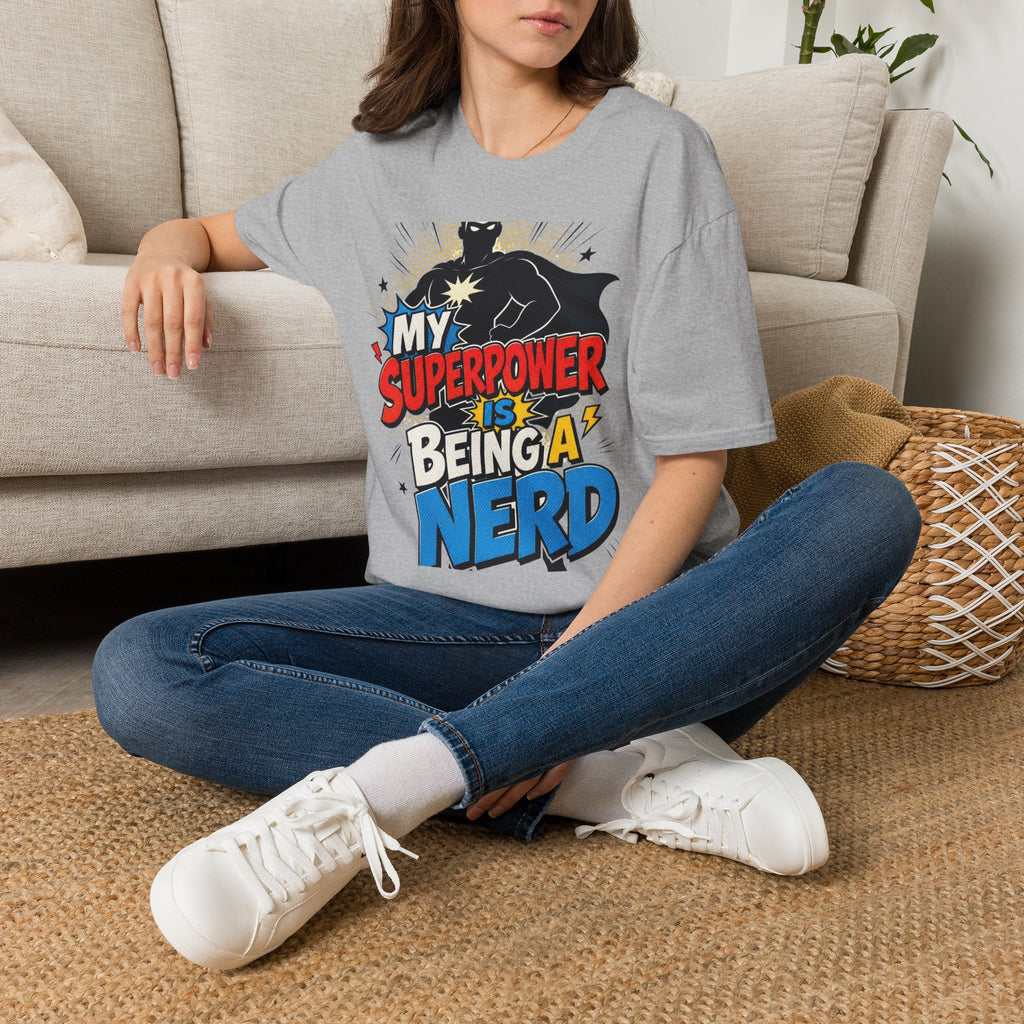 Comic Book Typography Celebrating Nerd Culture With Superhero Silhouette