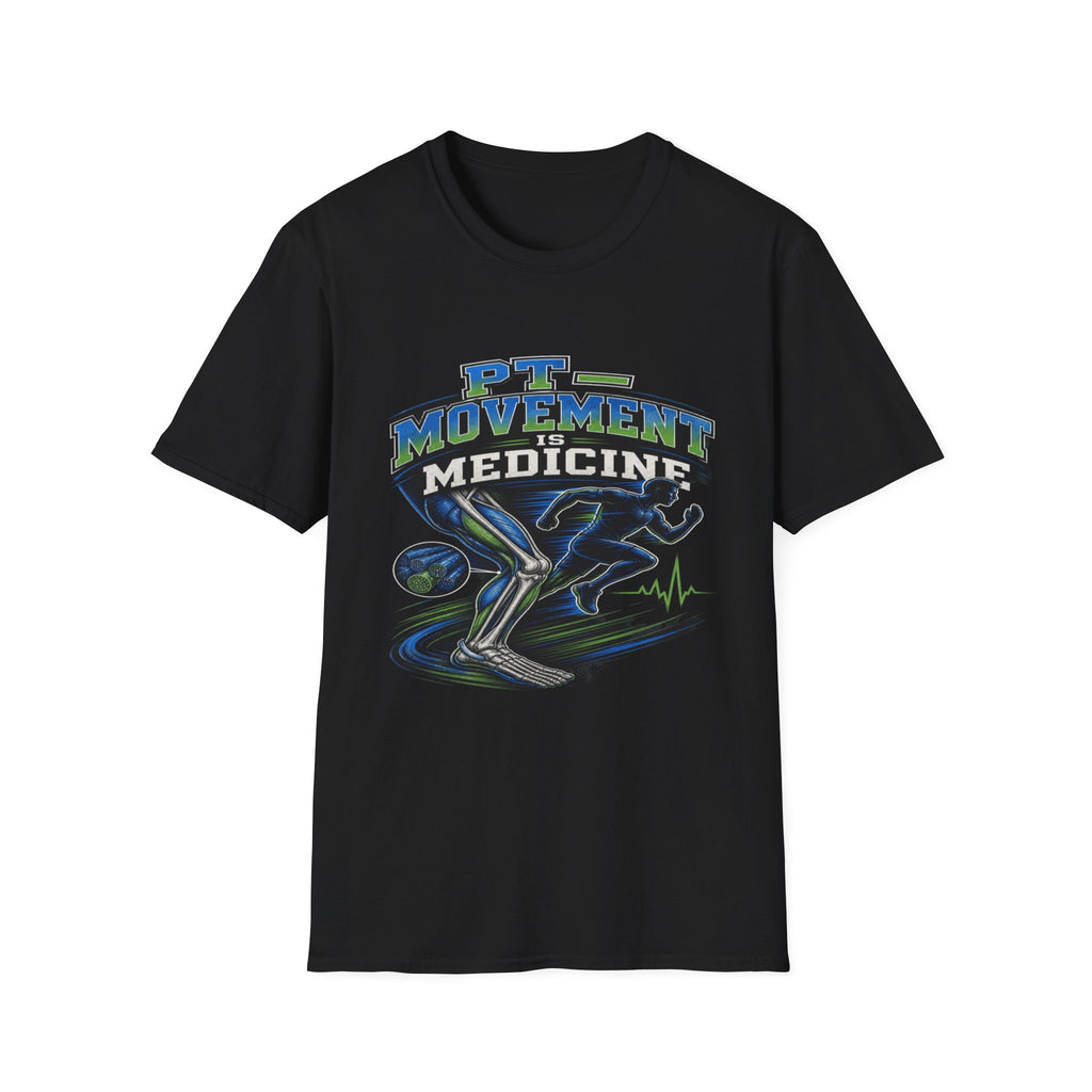 Dynamic T-shirt Design Featuring _PT Movement Is Medicine_ Text- Graphic Tees