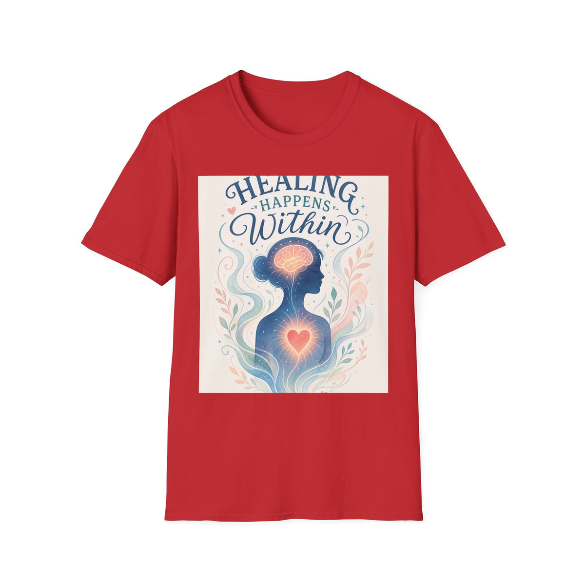 Human Silhouette With Glowing Brain And Heart Design