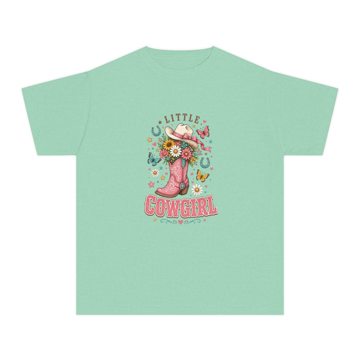 Kids' Little Cowgirl T-Shirt — Western Boot & Hat Graphic Tee