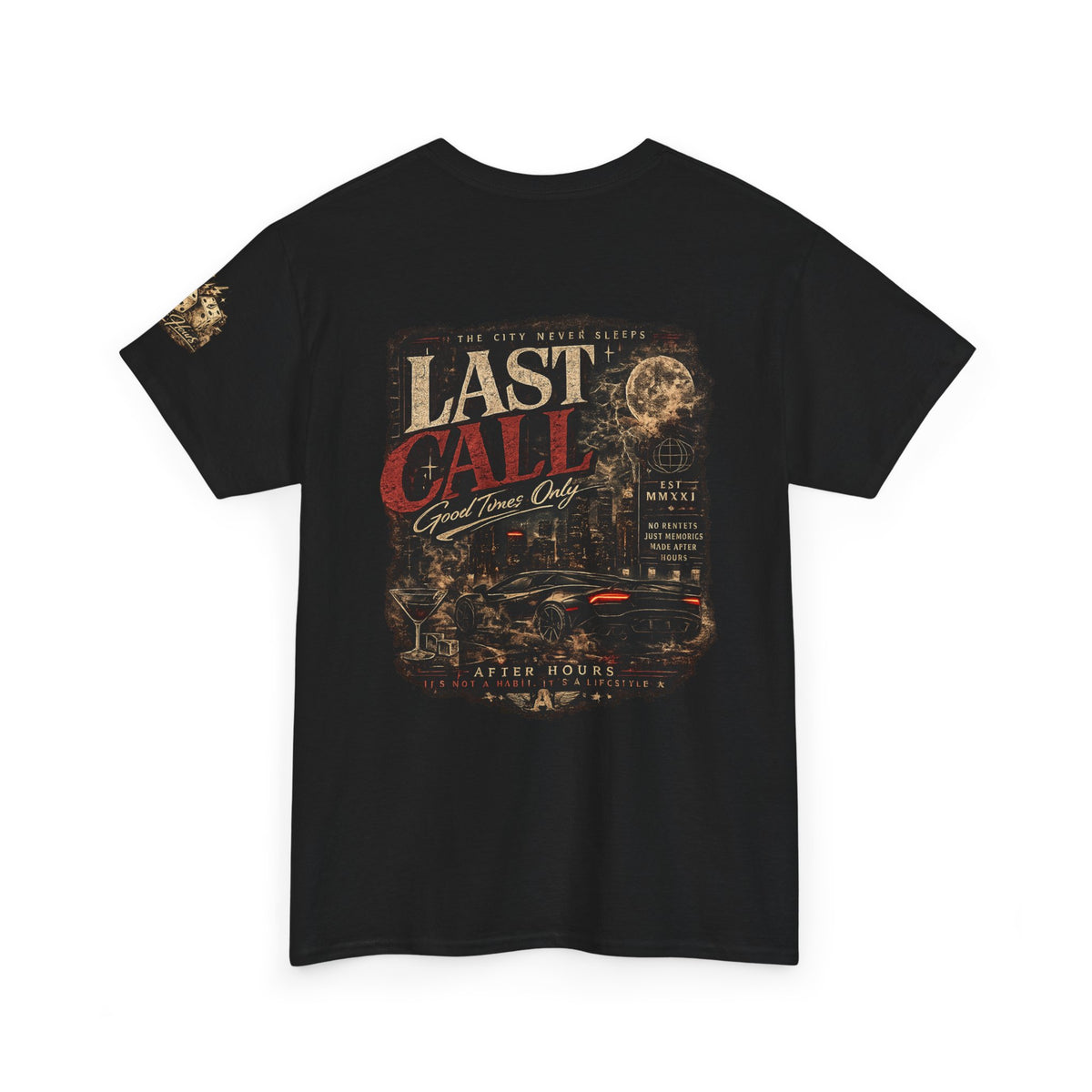 Last Call Graphic Tee — Vintage Bar Nightlife T‑Shirt