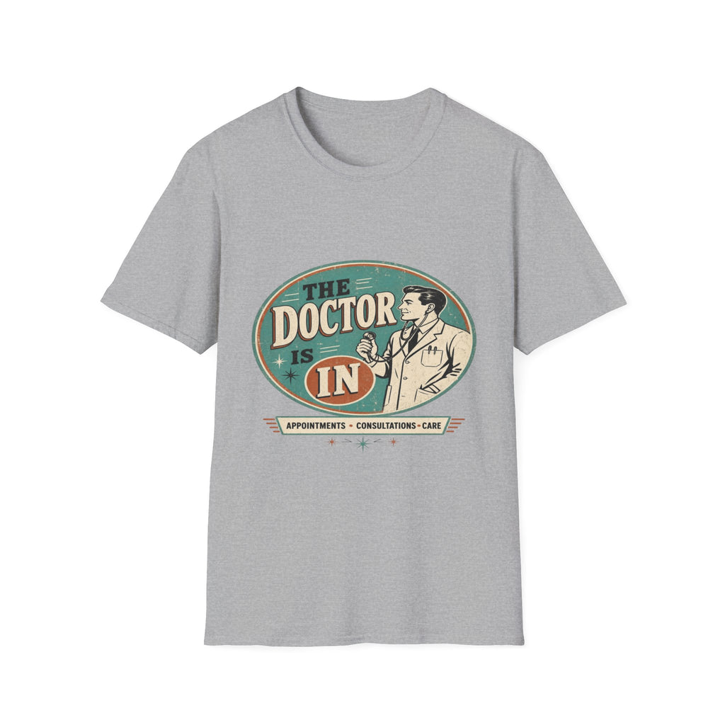 Vintage 1950s Doctor Office Graphic With Classic Badge- Graphic Tees