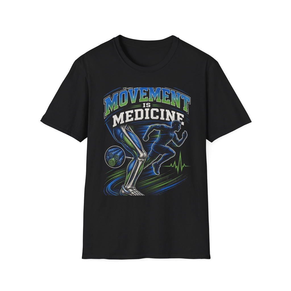 Dynamic T Shirt Design Featuring PT Movement Is Medicine Text