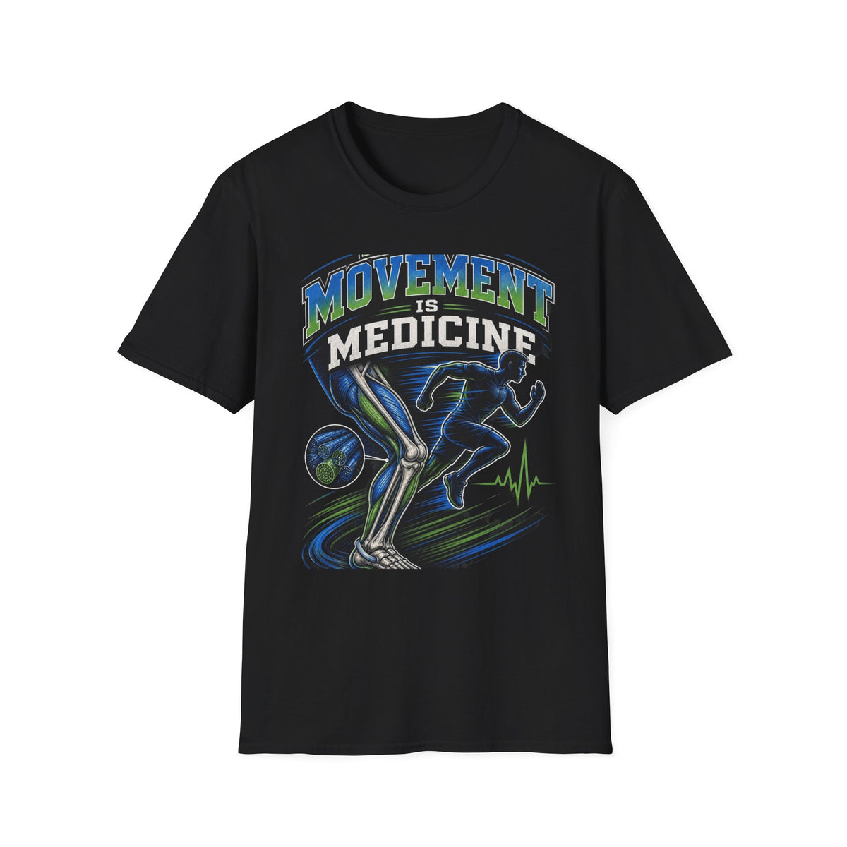 Dynamic T Shirt Design Featuring PT Movement Is Medicine Text