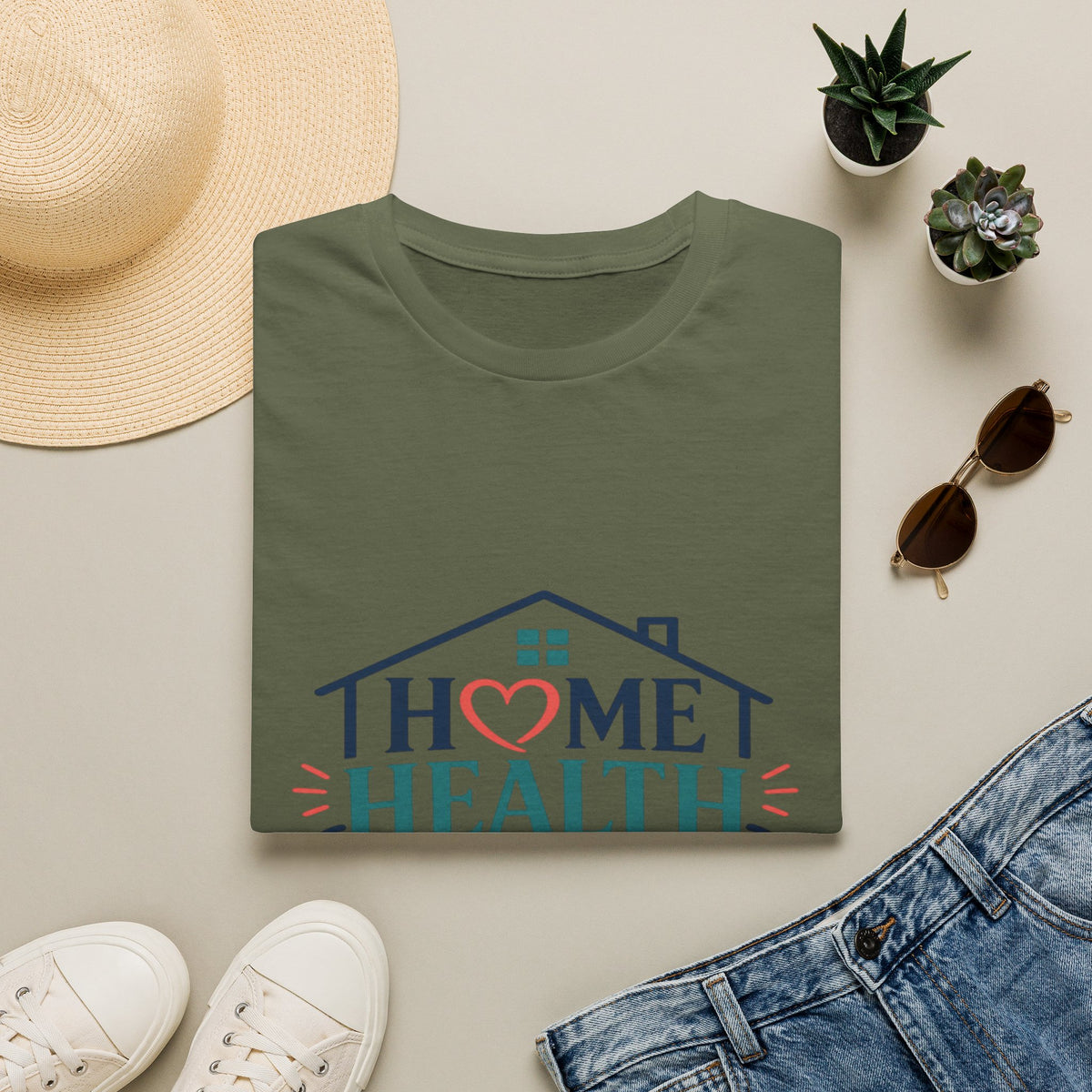 Home Health Nurse T-Shirt Design With Heart And Stethoscope- Graphic Tees