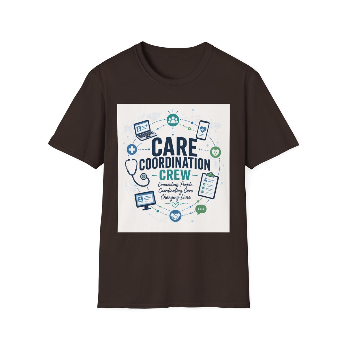 T Shirt Graphic Featuring Modern Aesthetic Care Coordination Crew