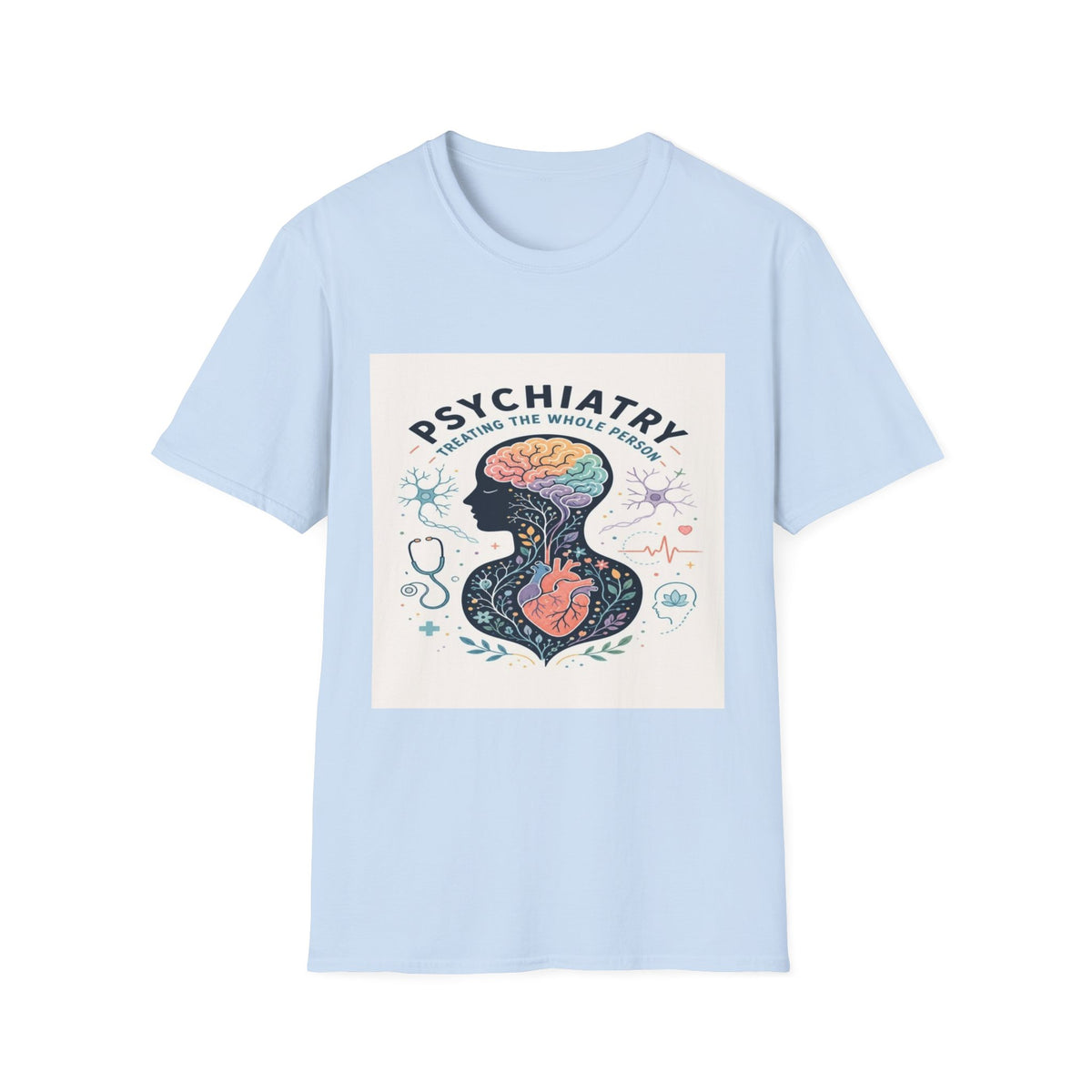Colorful Brain And Heart In Human Silhouette With Text- Graphic Tees