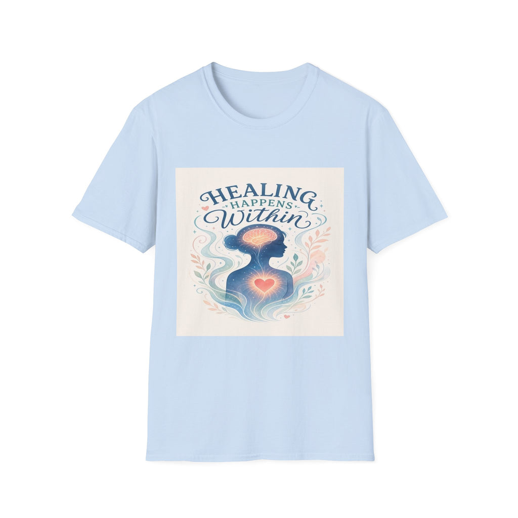 Human Silhouette With Glowing Brain And Heart Design- Graphic Tees