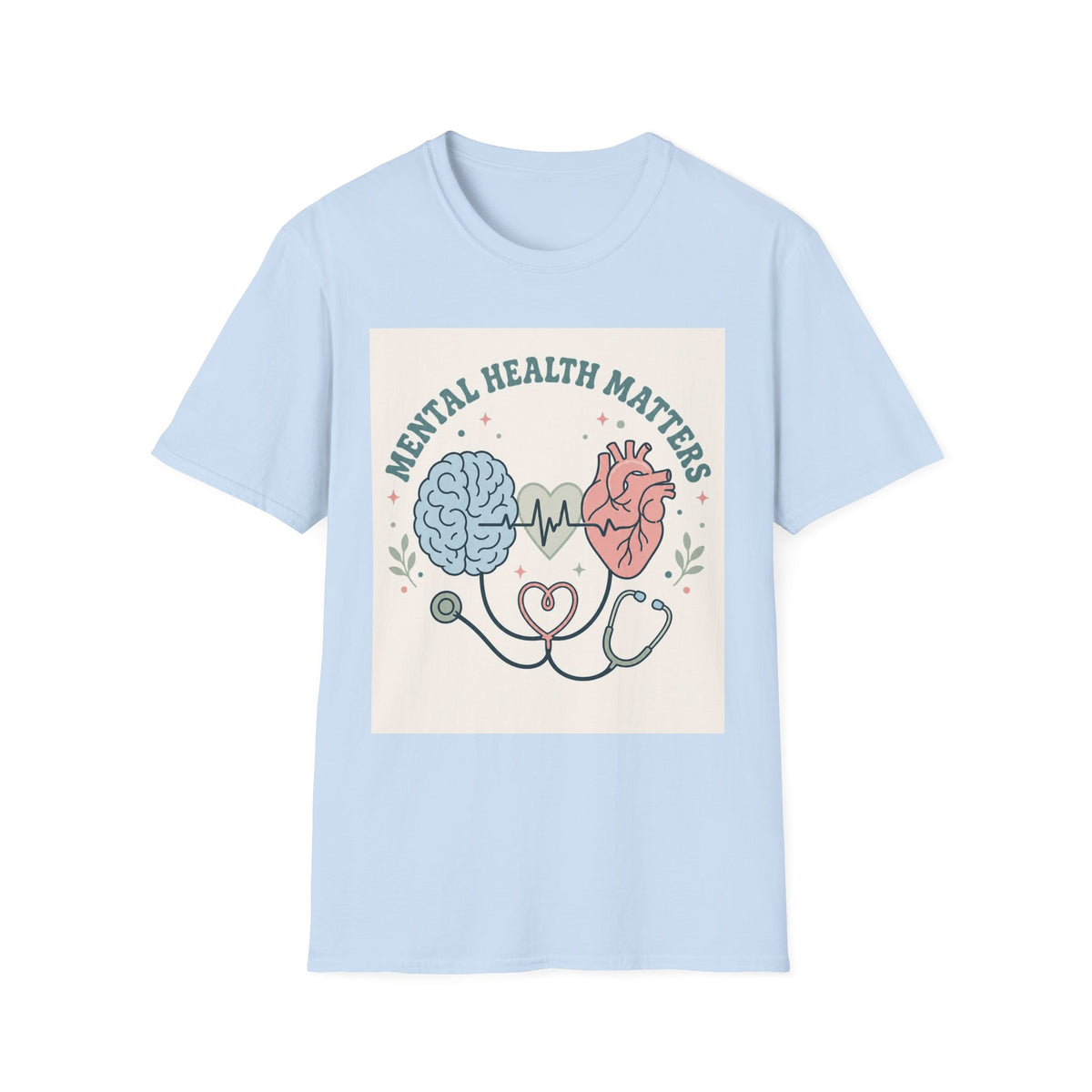 Stylized Brain And Heart Design For Mental Health Awareness