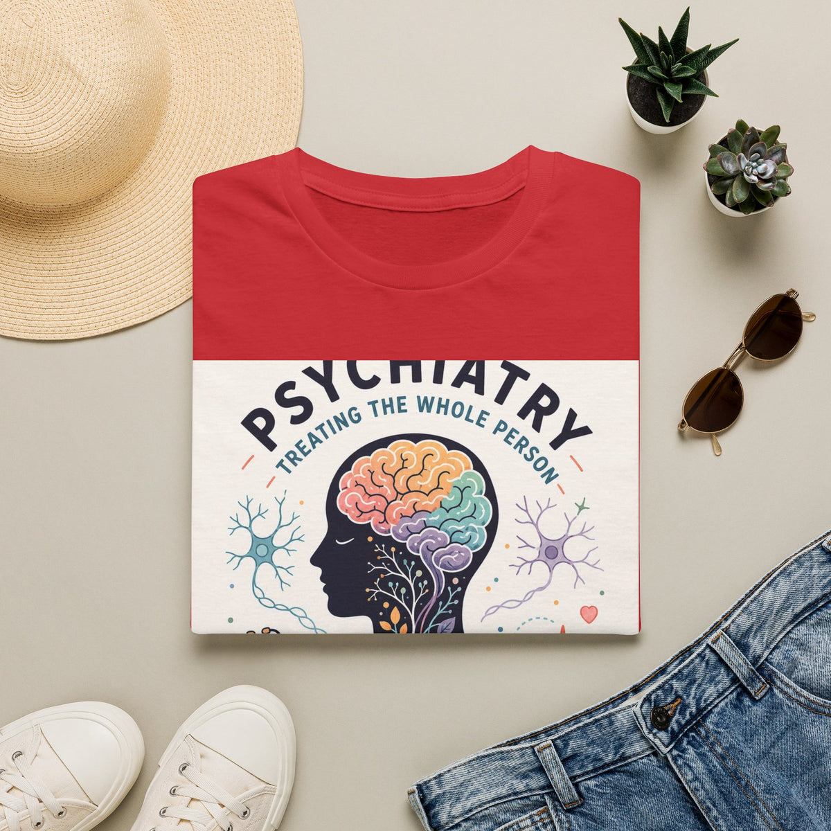 Colorful Brain And Heart In Human Silhouette With Text