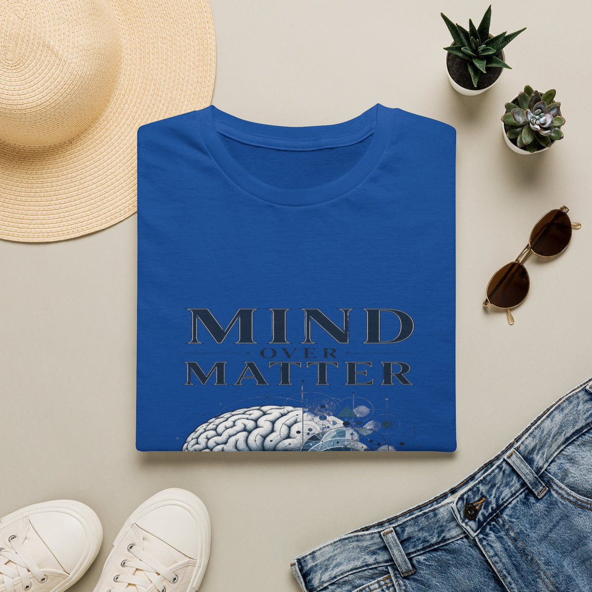 Intricate Brain Illustration With Geometric Patterns And Bold Typography- Graphic Tees