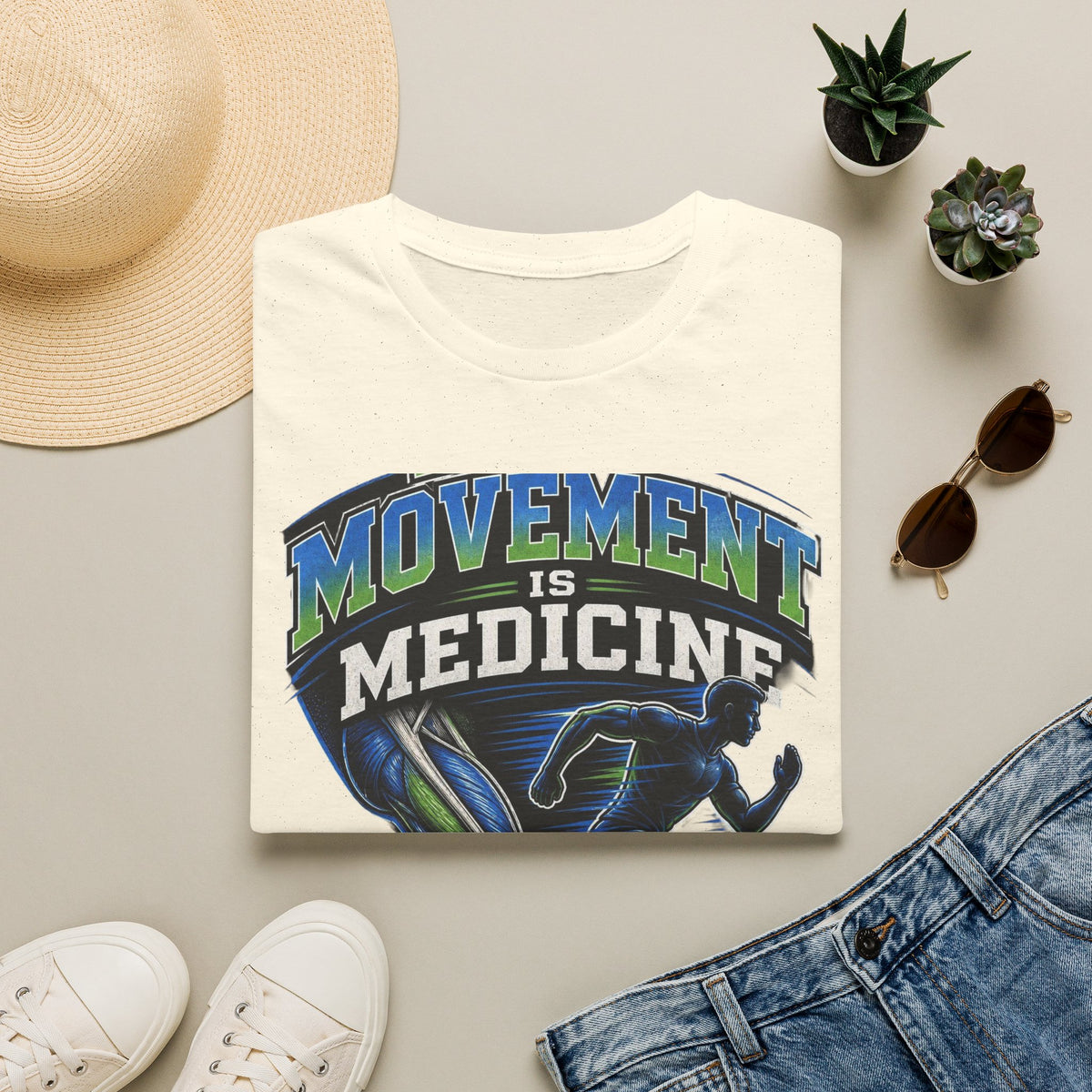 Dynamic T Shirt Design Featuring PT Movement Is Medicine Text