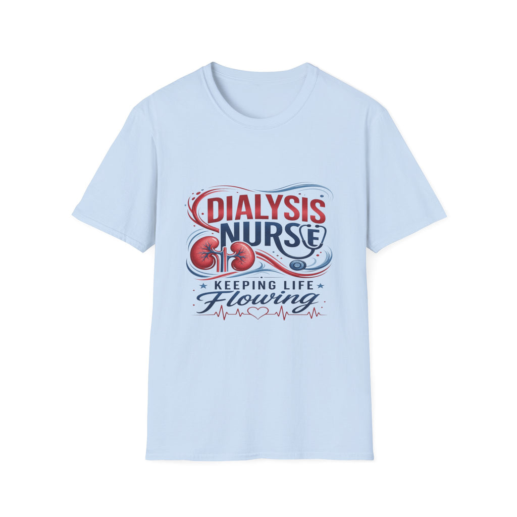 Creative T-Shirt Design Celebrating Dialysis Nurses With Flowing Elements- Graphic Tees