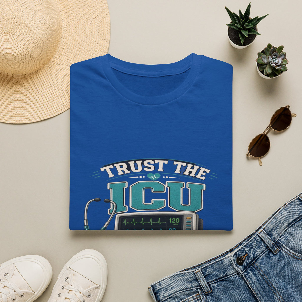 Bold T-Shirt Design Featuring Trust The ICU Nurse Phrase- Graphic Tees