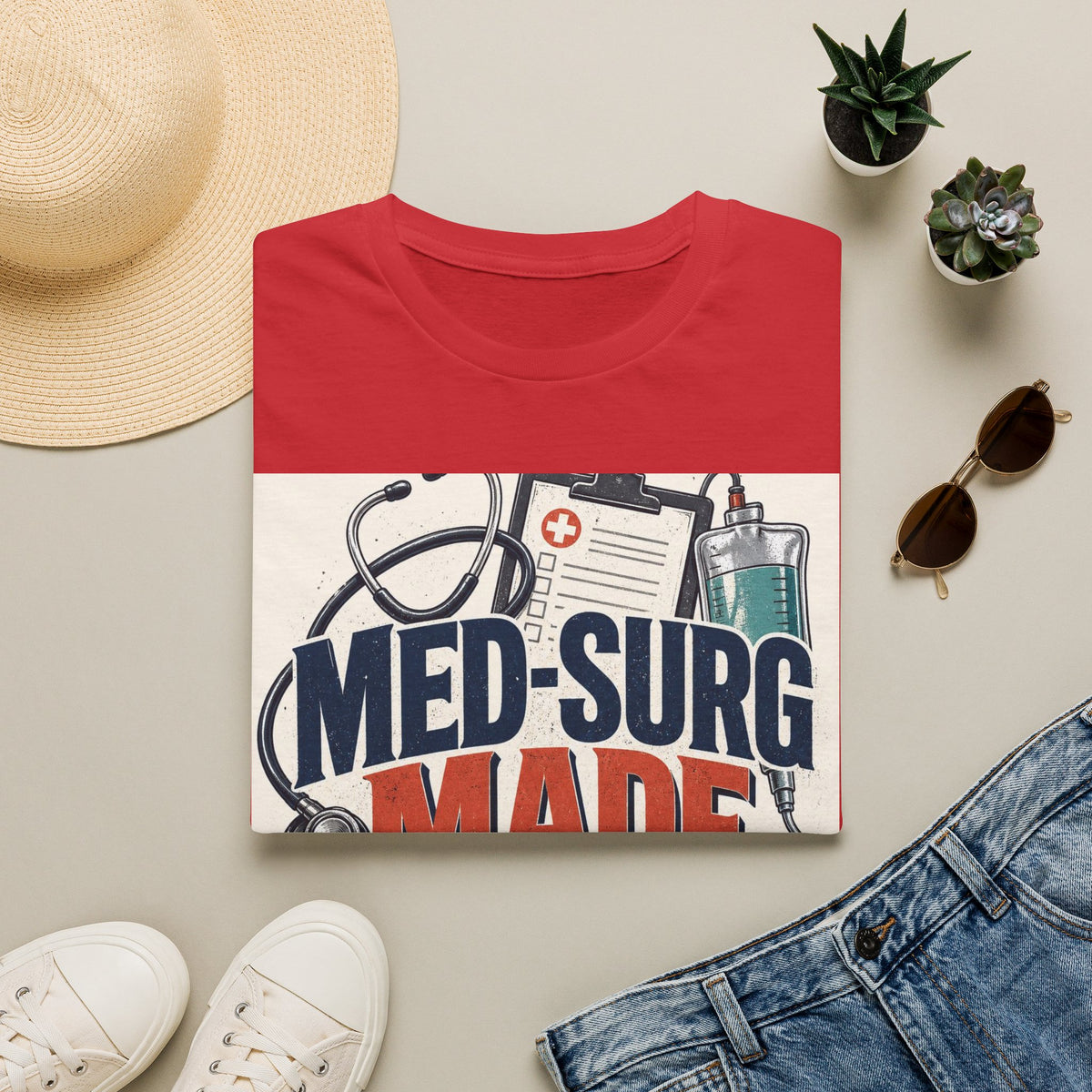 Bold Typography Design Celebrating Med Surg Strength With Healthcare Icons
