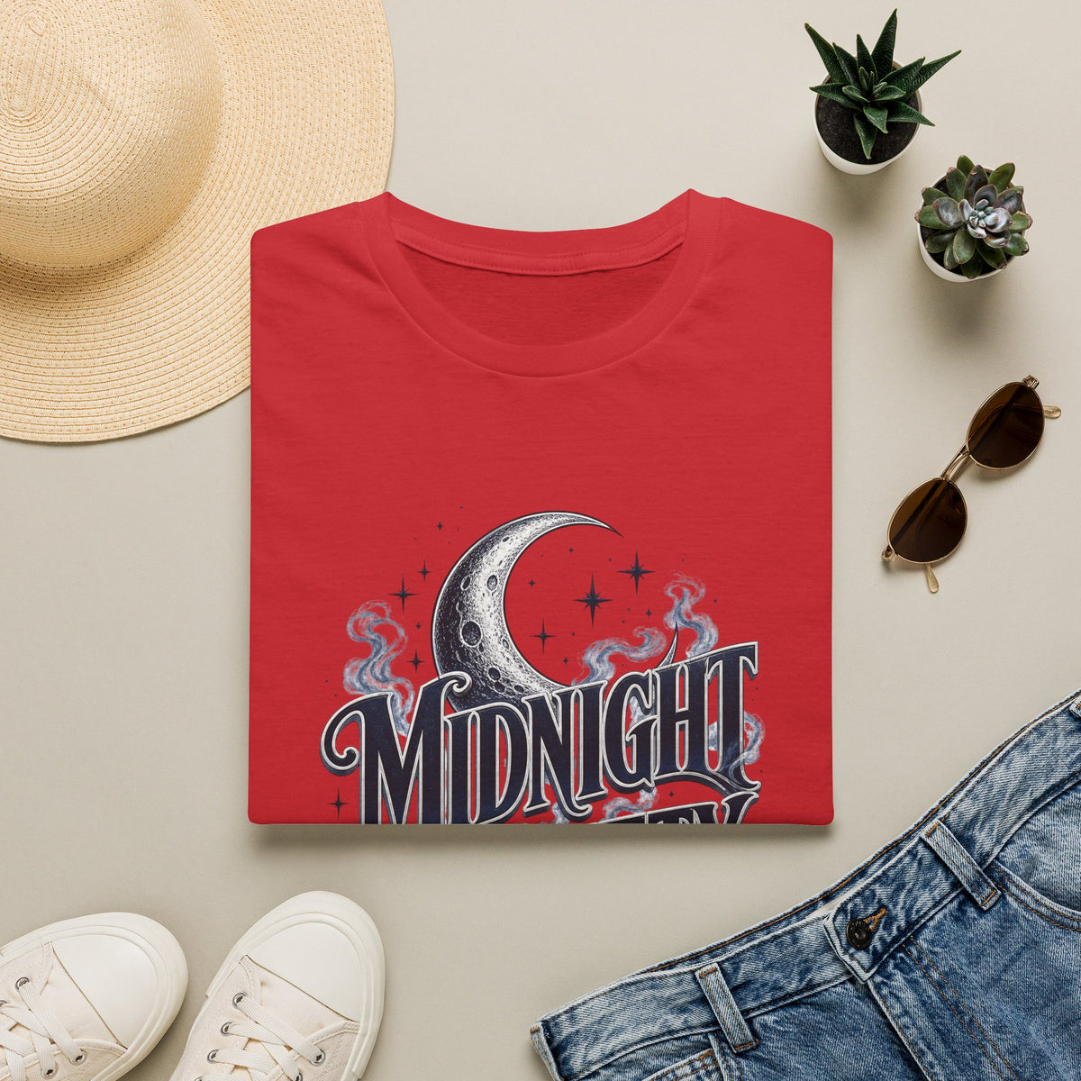 Midnight Society T-Shirt — Vintage Moon & Stars Graphic Tee