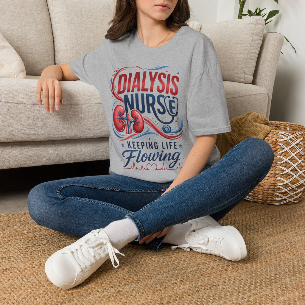 Creative T Shirt Design Celebrating Dialysis Nurses With Flowing Elements
