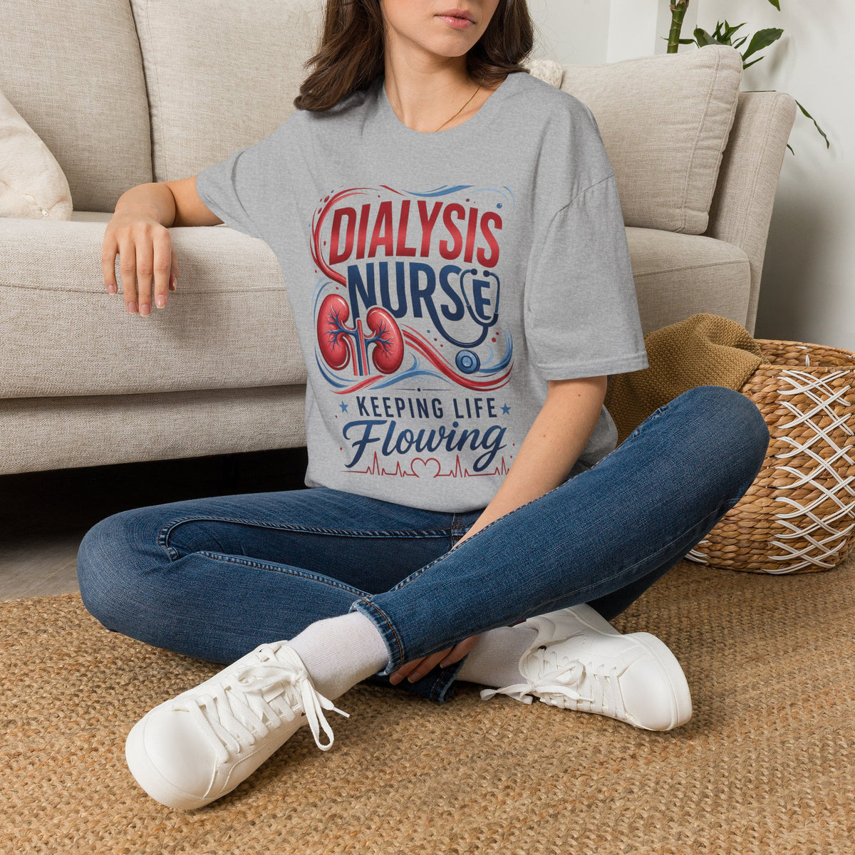 Creative T Shirt Design Celebrating Dialysis Nurses With Flowing Elements (1)