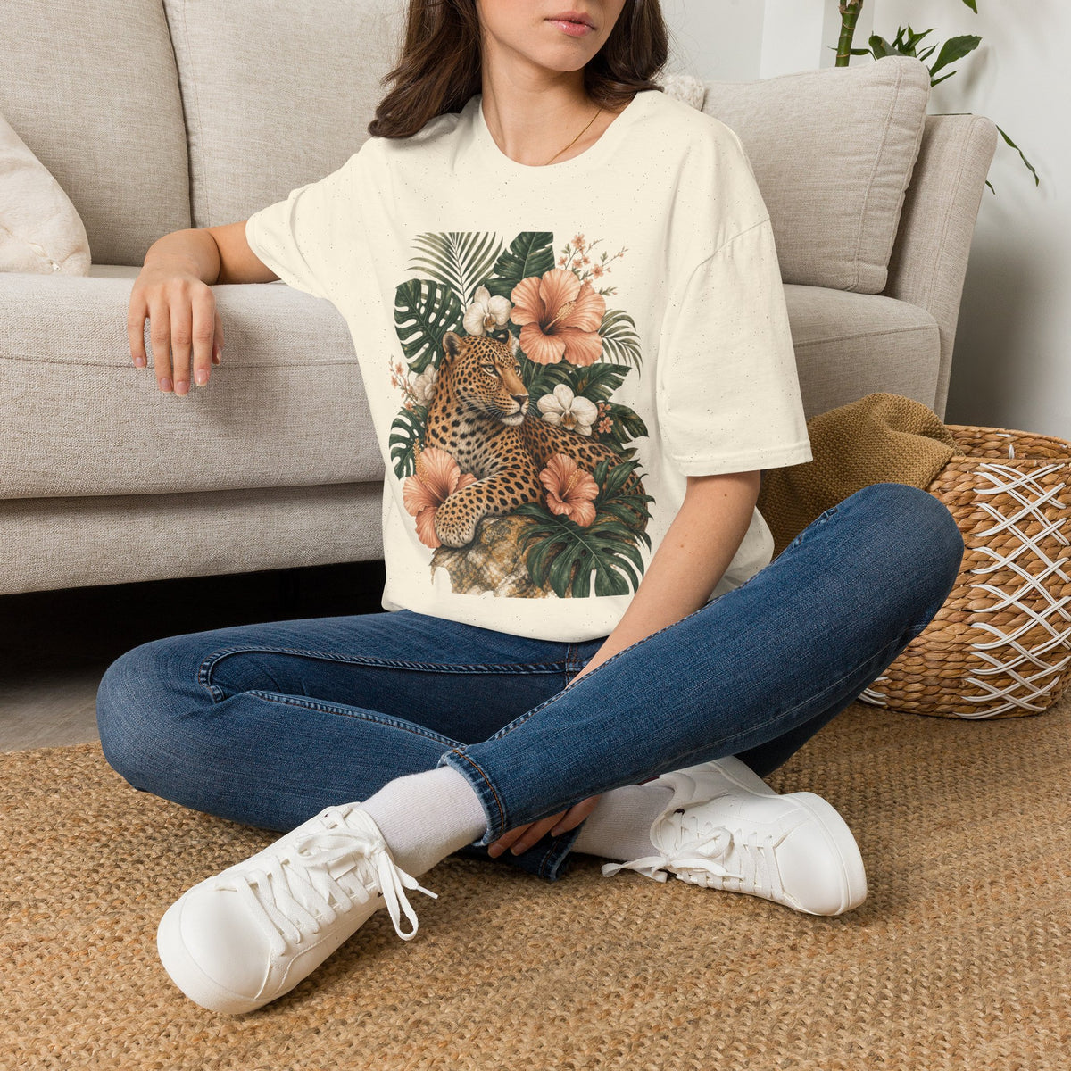Leopard & Tropical Hibiscus T-Shirt