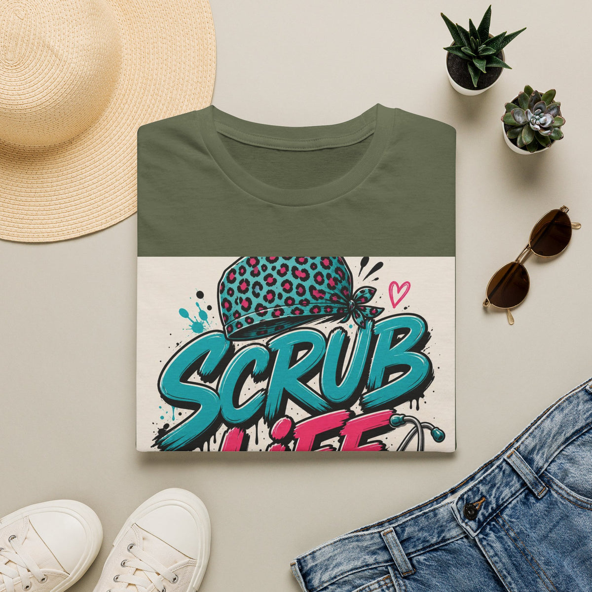 Scrub Life T Shirt Design Featuring Bold Streetwear Typography