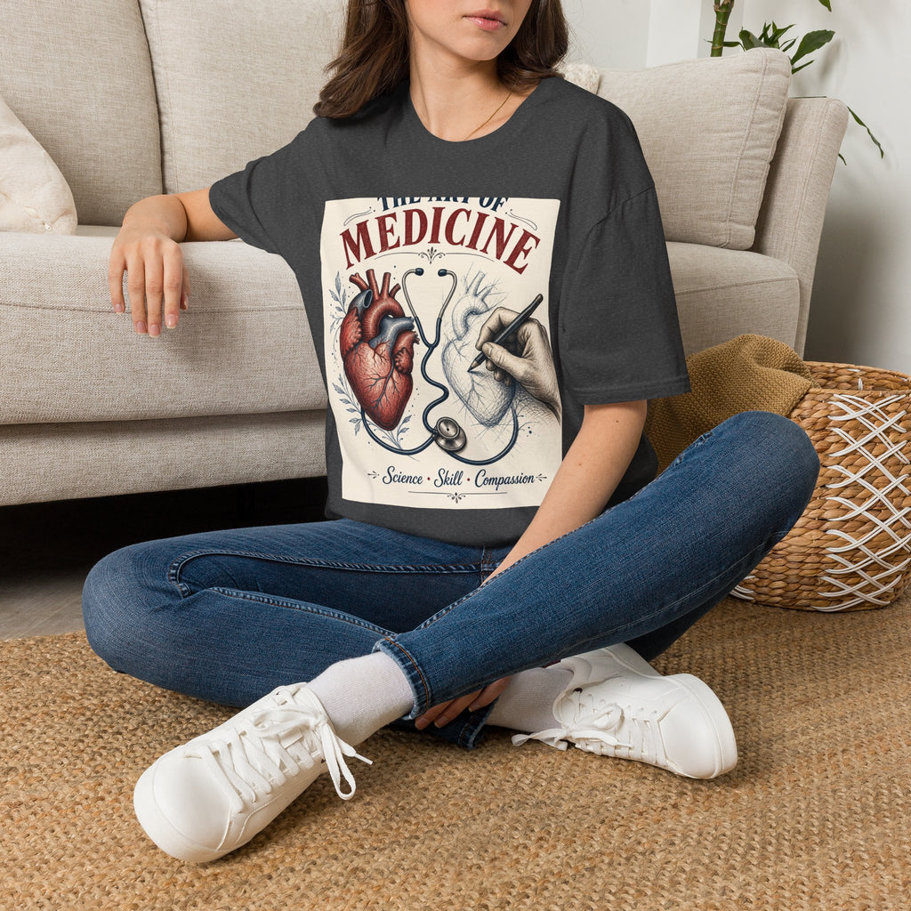 T Shirt Design Featuring Anatomical Heart And Sketching Hand