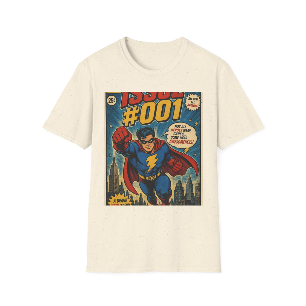 Vintage Comic Book T Shirt Design Featuring Original Superhero