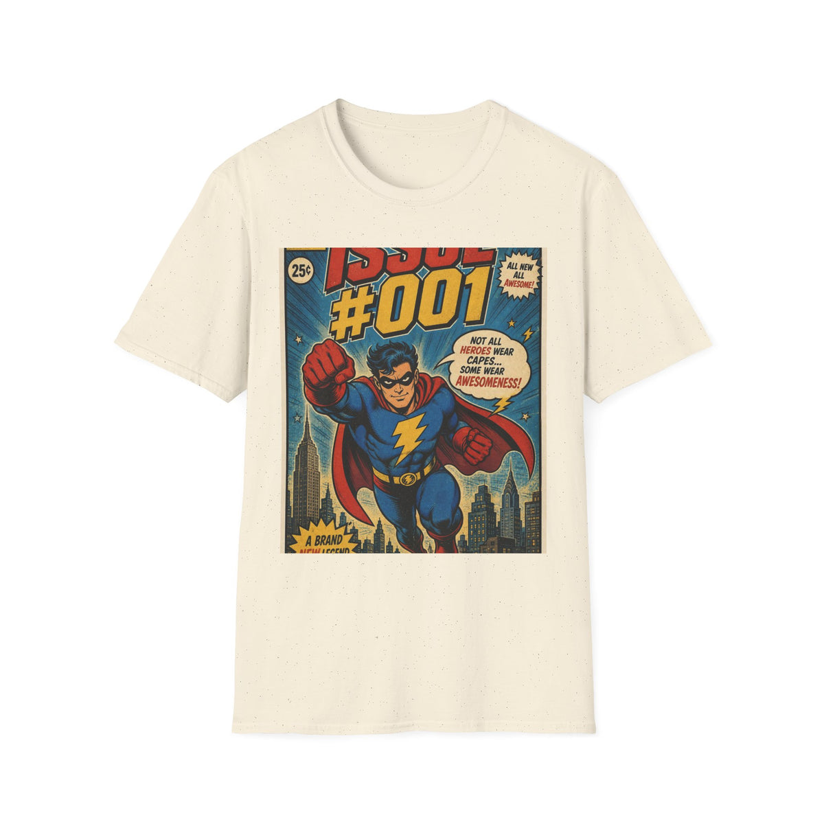 Vintage Comic Book T Shirt Design Featuring Original Superhero