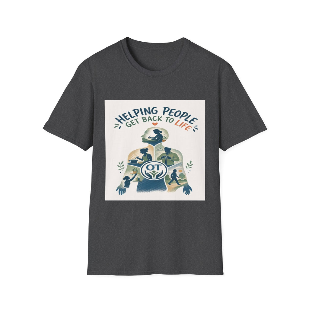 T-shirt Design Featuring Daily Activities Silhouette With OT Symbol- Graphic Tees