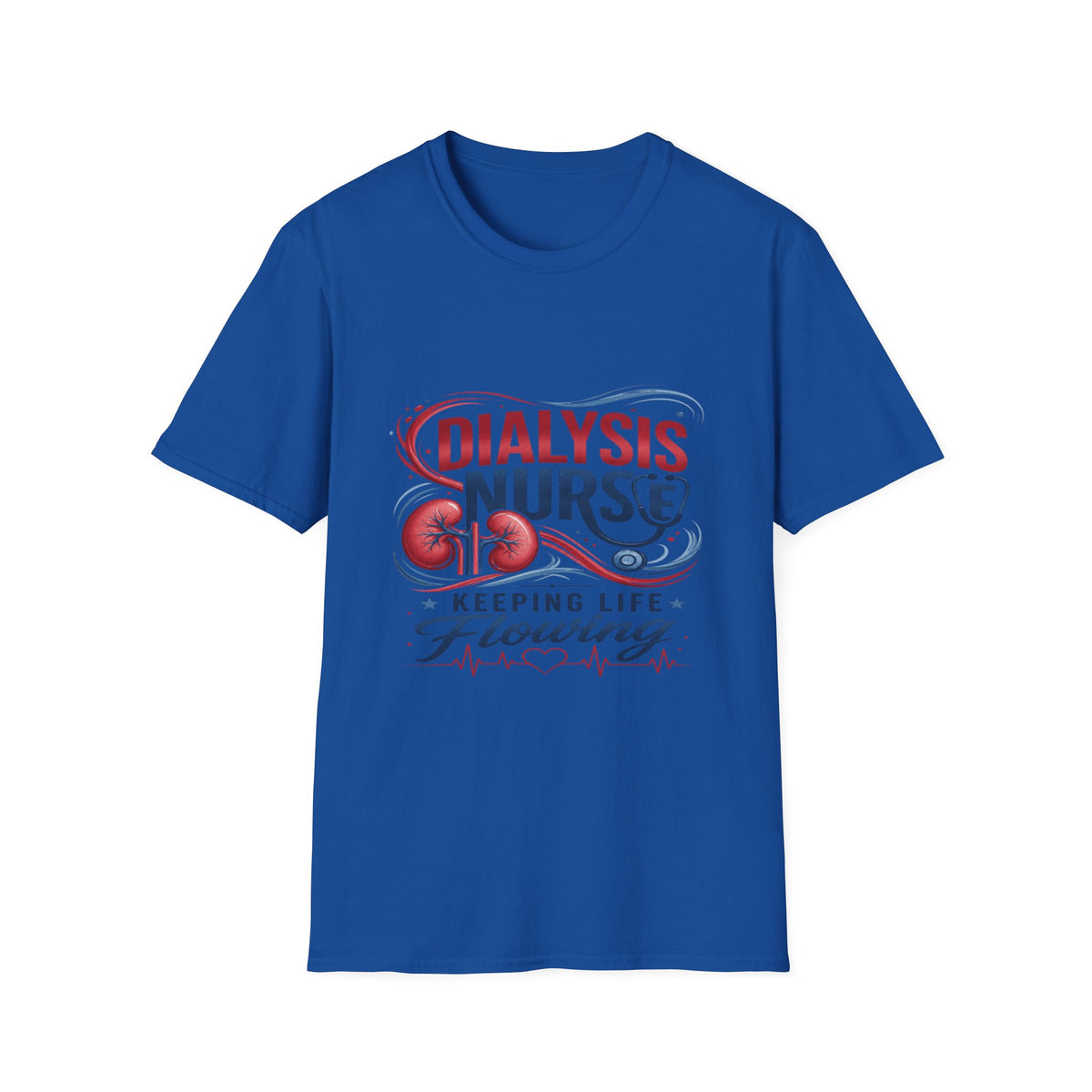 Creative T-Shirt Design Celebrating Dialysis Nurses With Flowing Elements- Graphic Tees