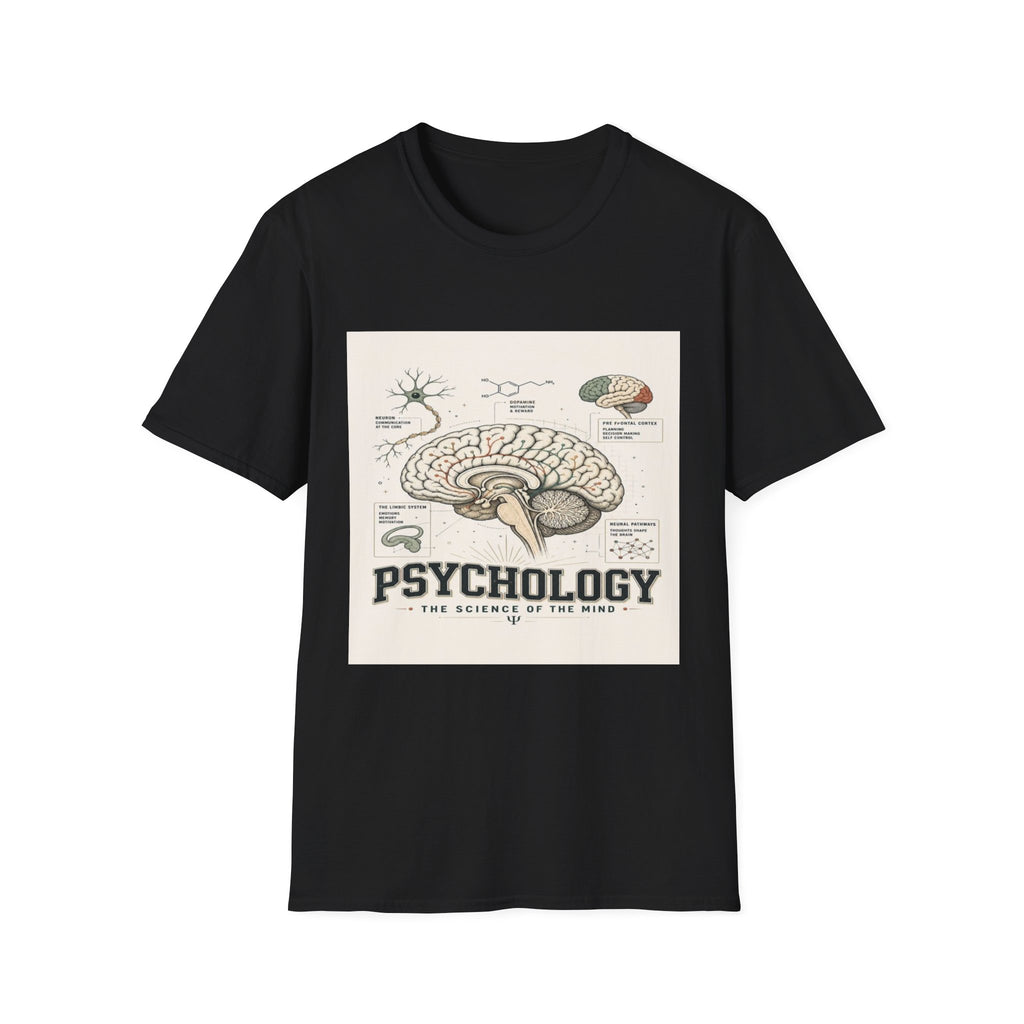 Human Brain Illustration Featuring Neural Pathways And Typography- Graphic Tees