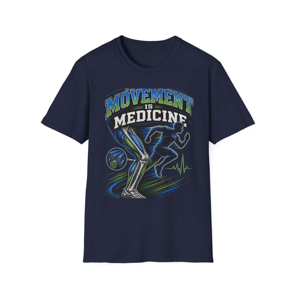 Dynamic T Shirt Design Featuring PT Movement Is Medicine Text