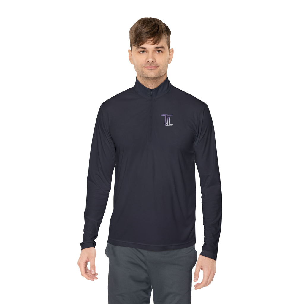 Quarter-Zip Pullover — Minimal Monogram 'T' Embroidered Pullover