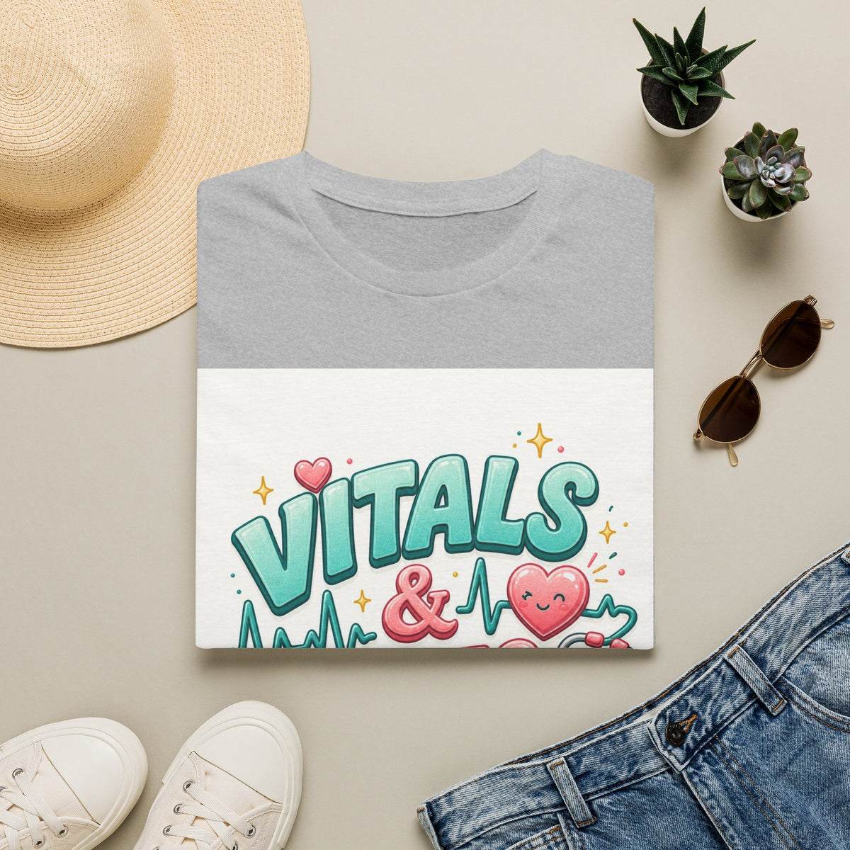 Trendy Healthcare T Shirt Design Featuring Vitals And Vibes (1)