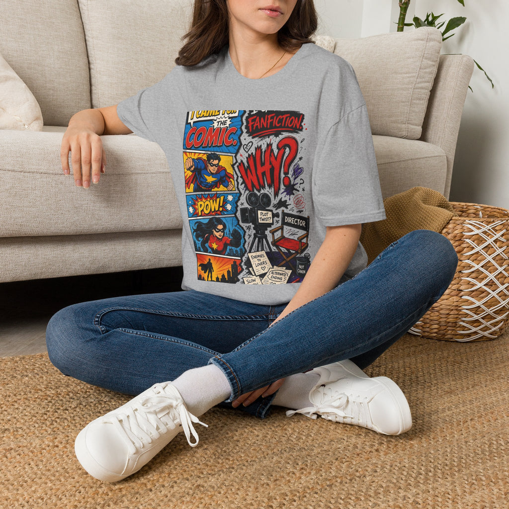 Split T Shirt Design Featuring Comic Panels And Fanfiction Elements
