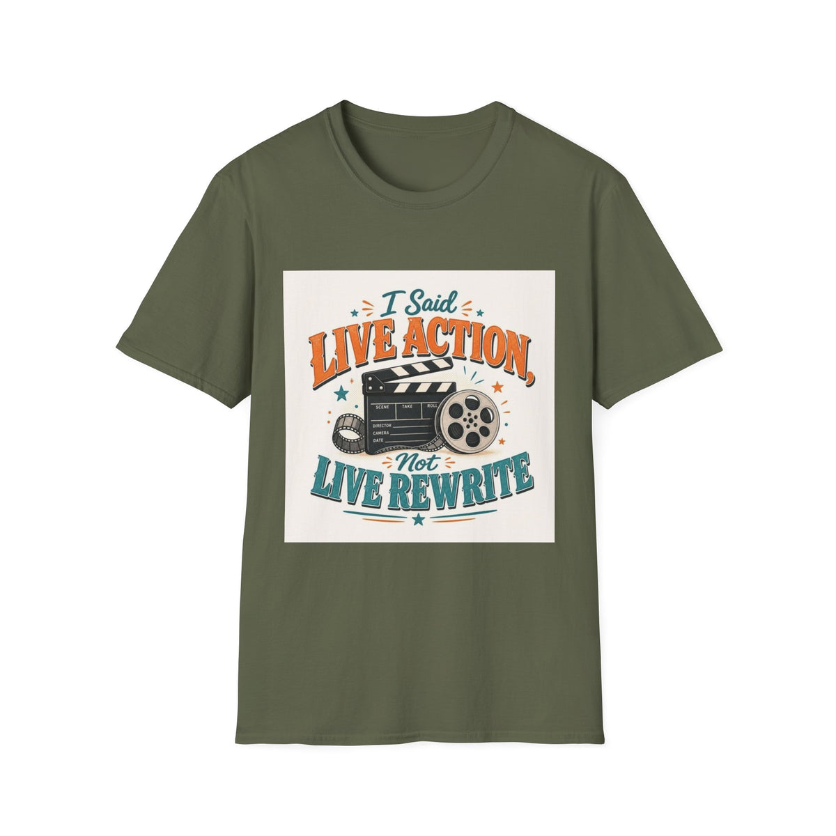Retro T-Shirt Design Featuring Bold Typography And Film Elements- Graphic Tees