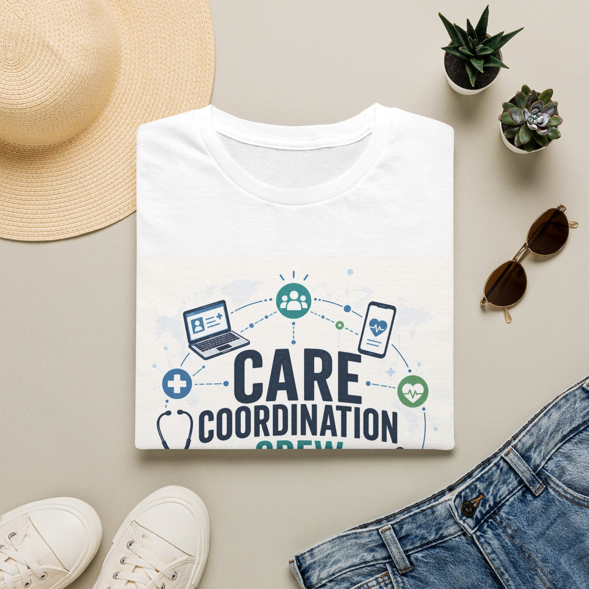 T Shirt Graphic Featuring Modern Aesthetic Care Coordination Crew