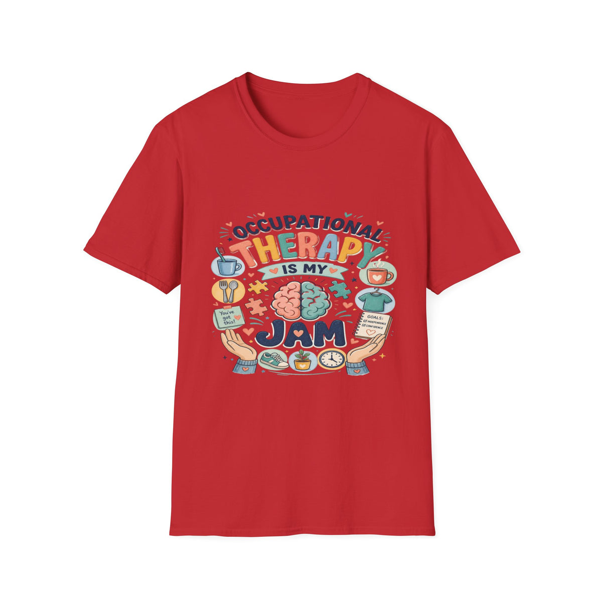 Playful T-shirt Design Celebrating Occupational Therapy Vibrantly Illustrated- Graphic Tees