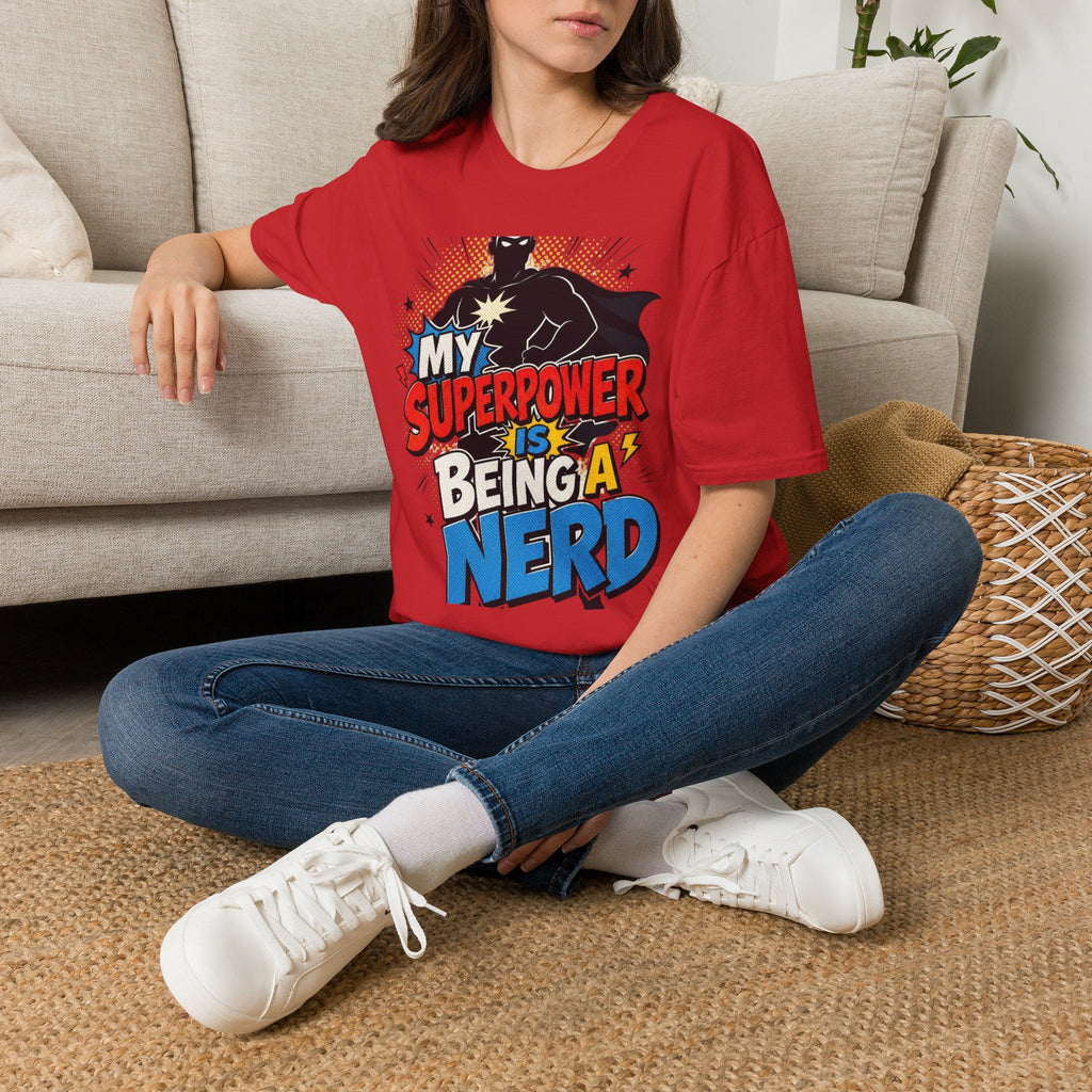 Comic Book Typography Celebrating Nerd Culture With Superhero Silhouette