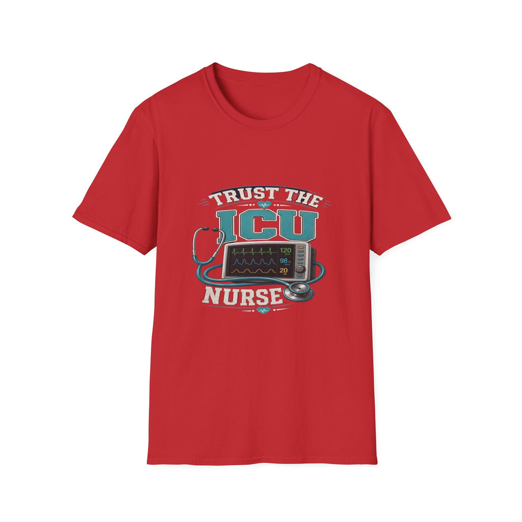 Bold T-Shirt Design Featuring Trust The ICU Nurse Phrase- Graphic Tees