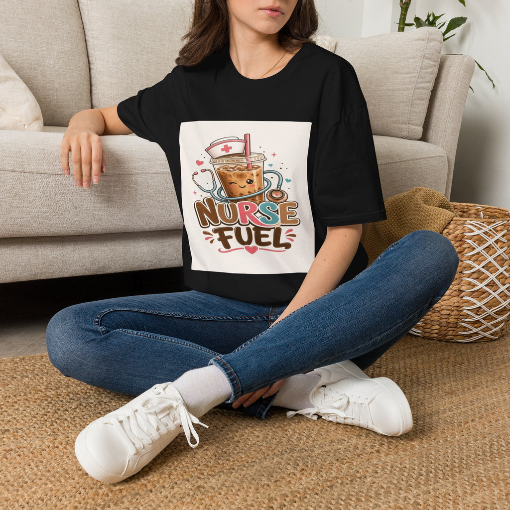 Cute T-Shirt Design Featuring Iced Coffee And Nurse Cap- Graphic Tees